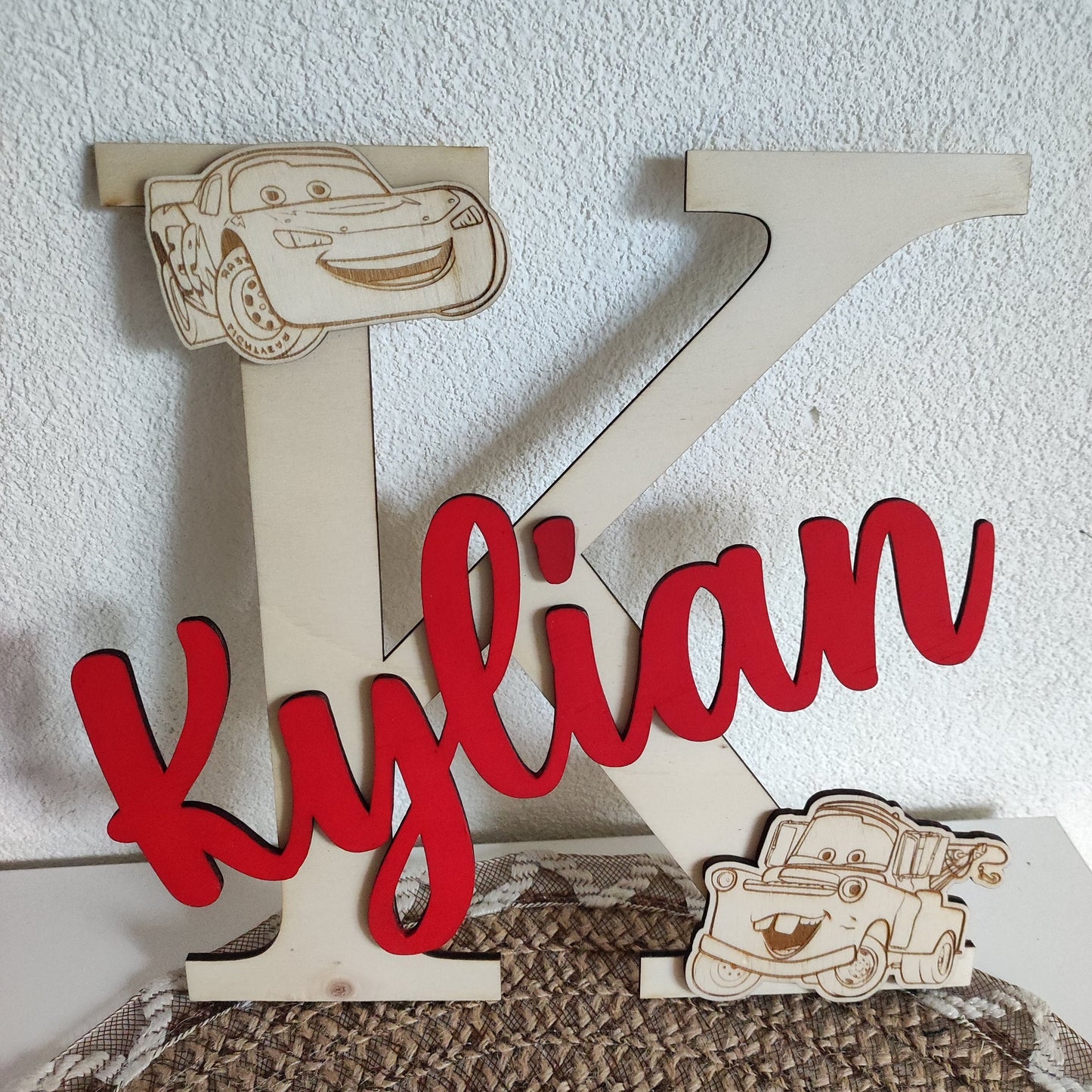 Lettre en bois initiale + prénom