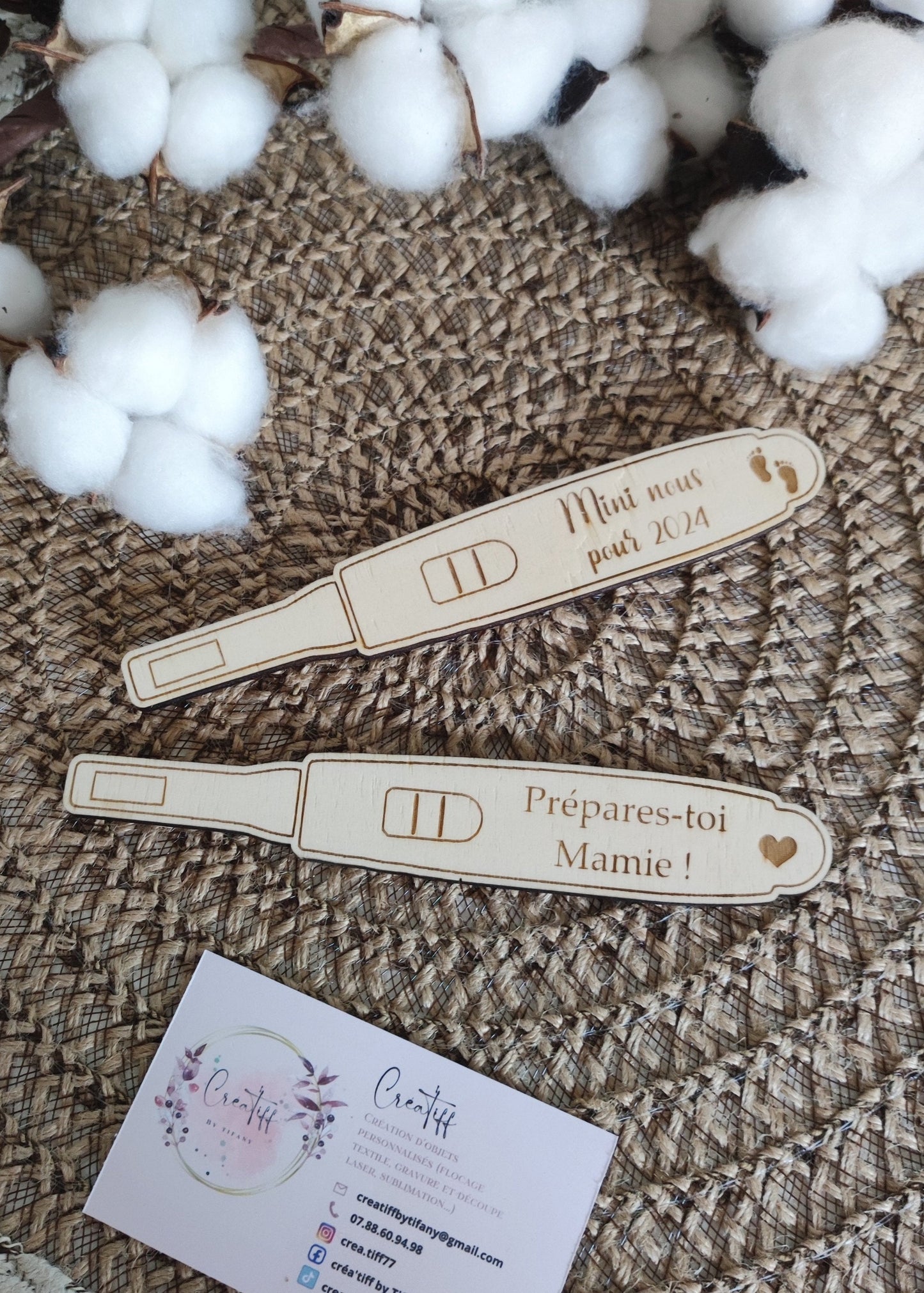 Test de grossesse en bois - annonce grossesse