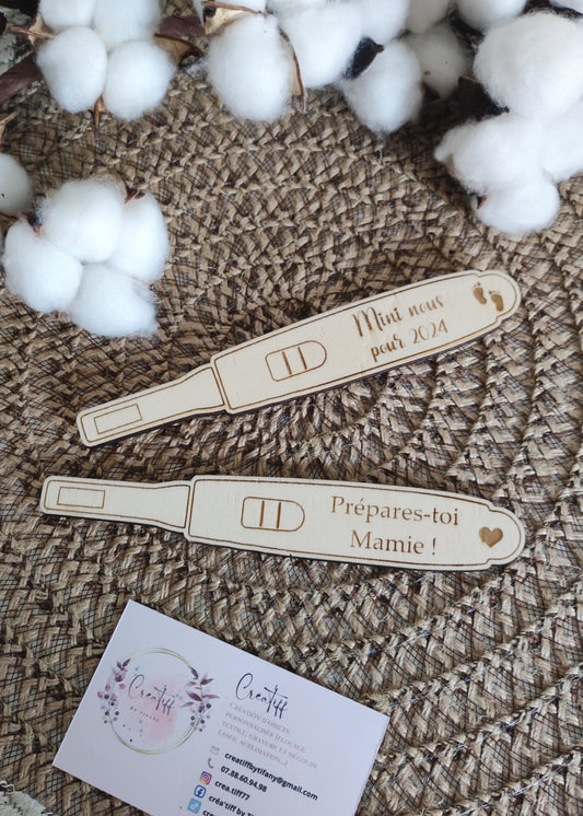 Test de grossesse en bois - annonce grossesse