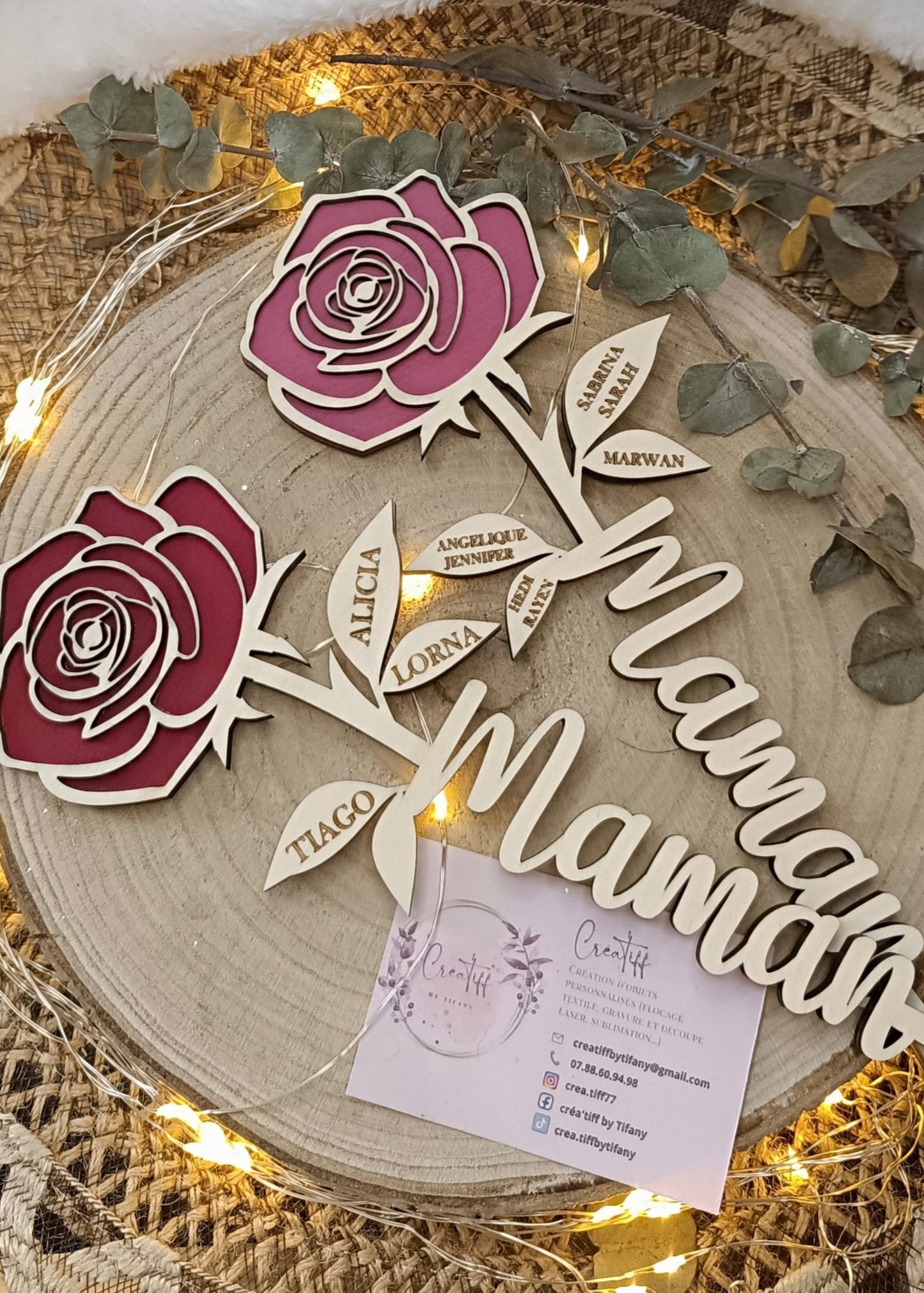 Rose en bois "Maman"