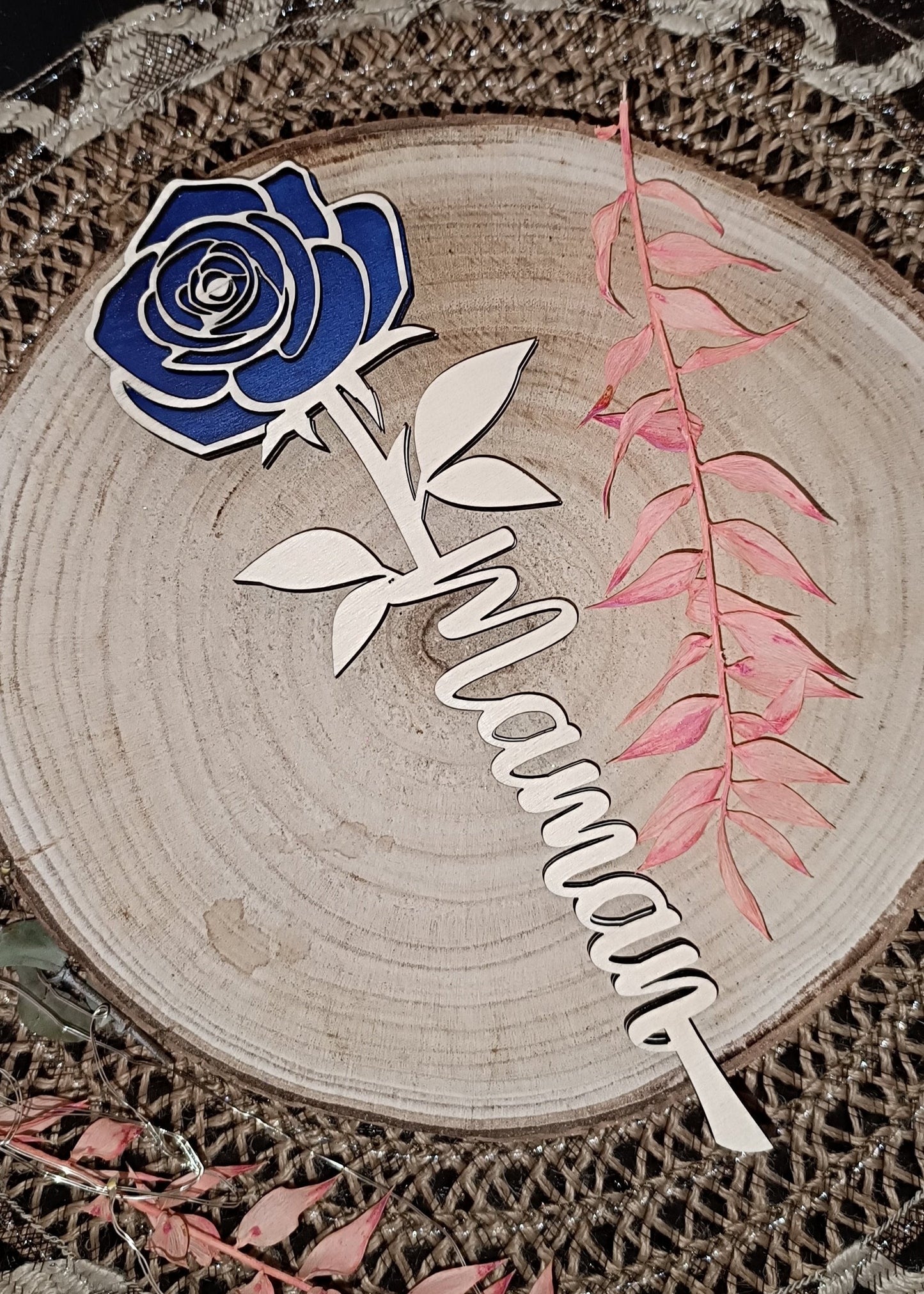 Rose en bois "Maman"