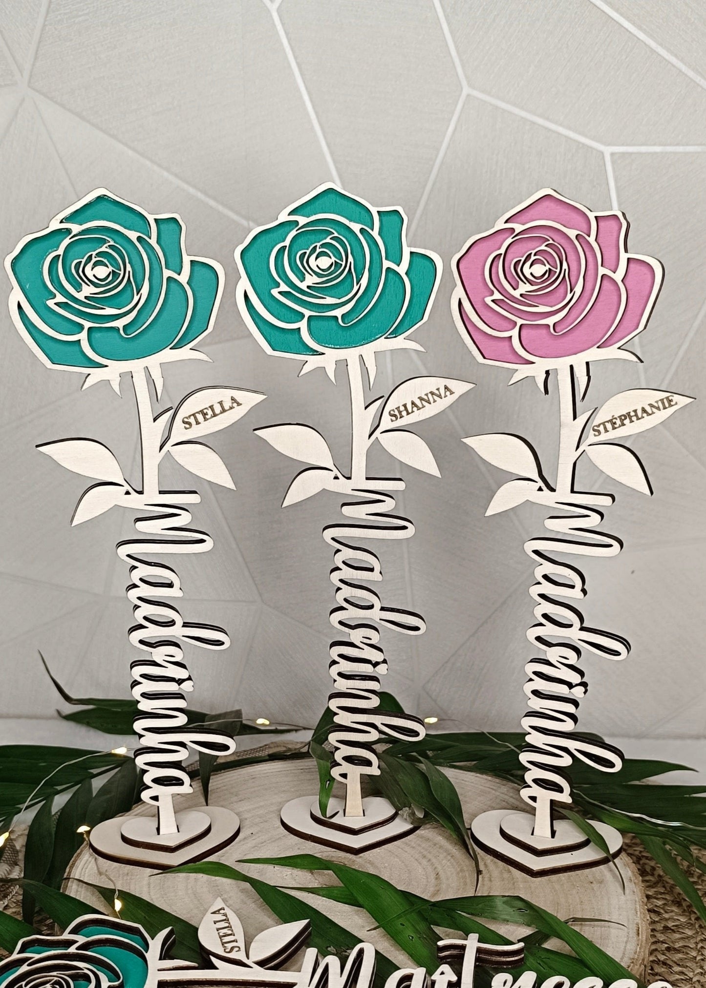 Rose en bois personnalisée