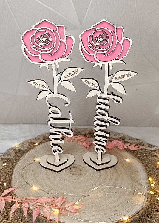 Rose en bois personnalisée
