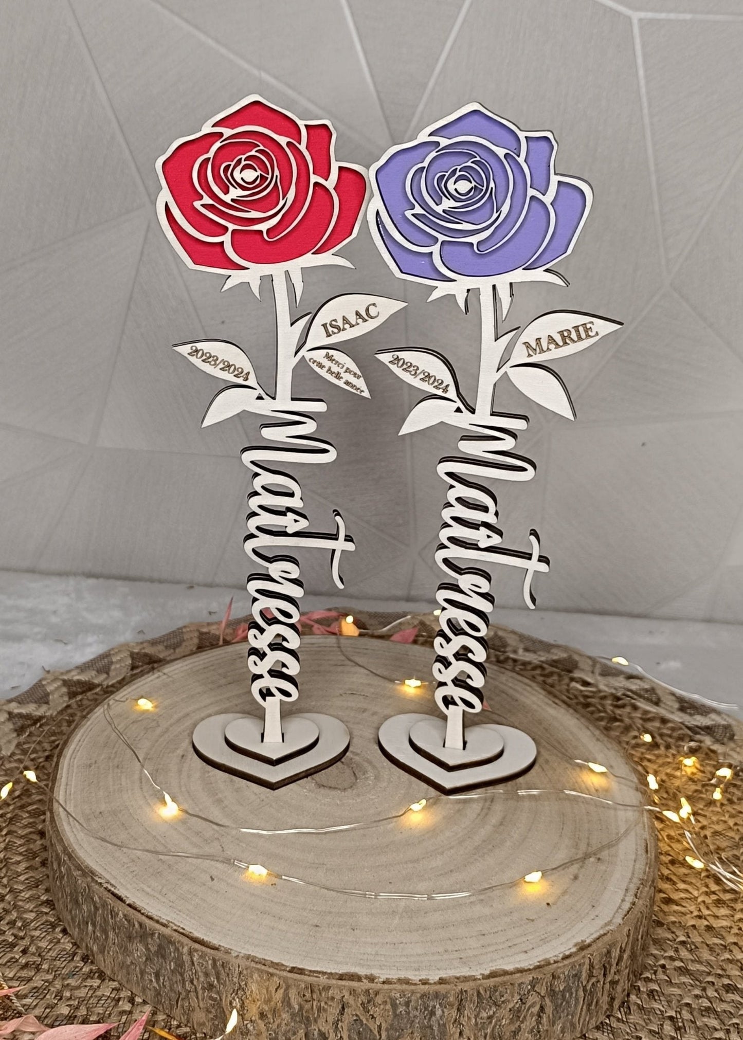 Rose en bois "Maîtresse"