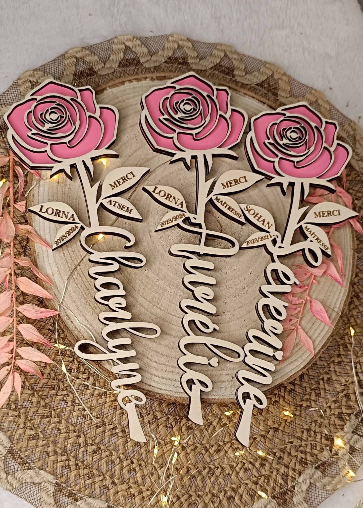 Rose en bois personnalisée