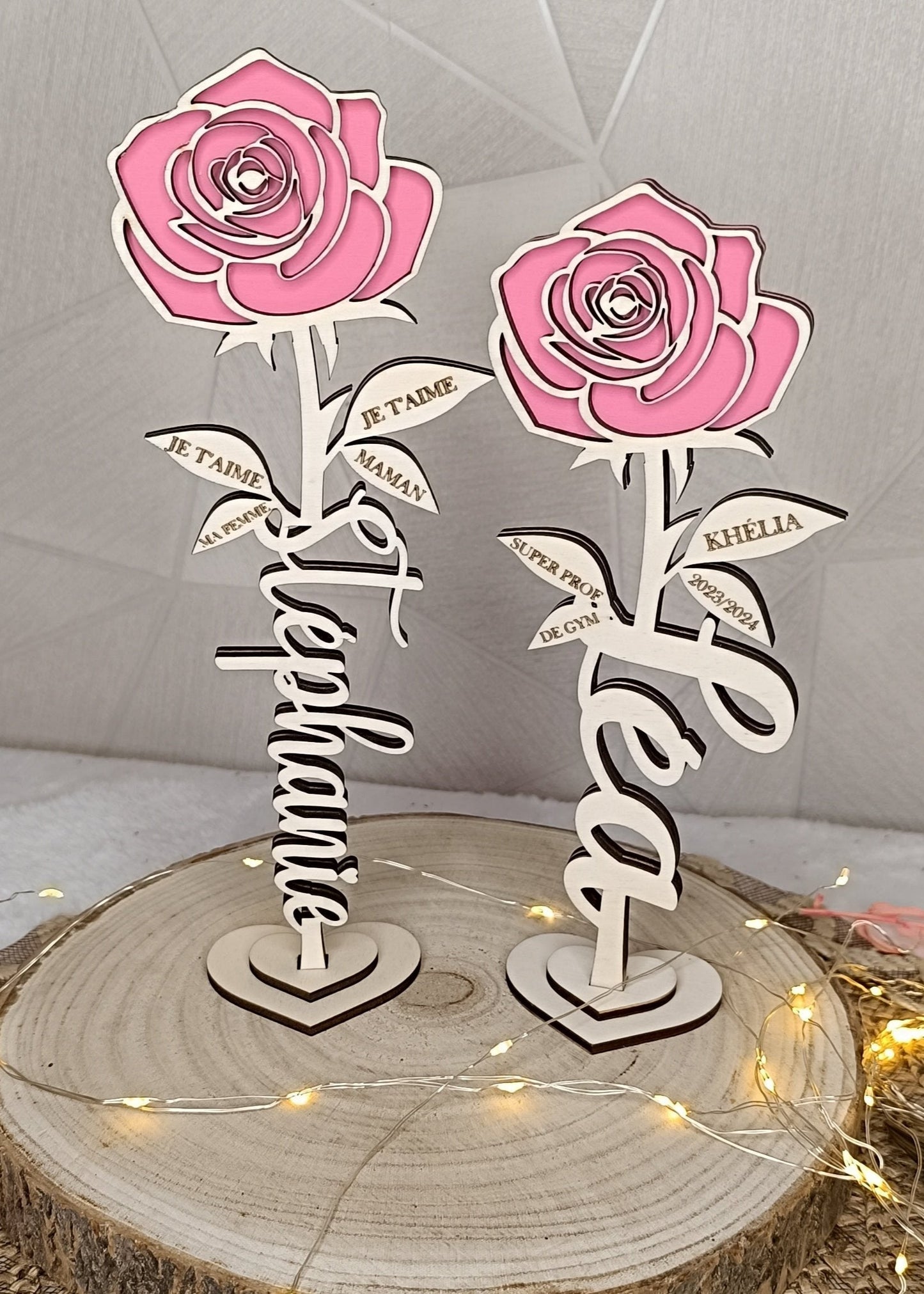Rose en bois personnalisée
