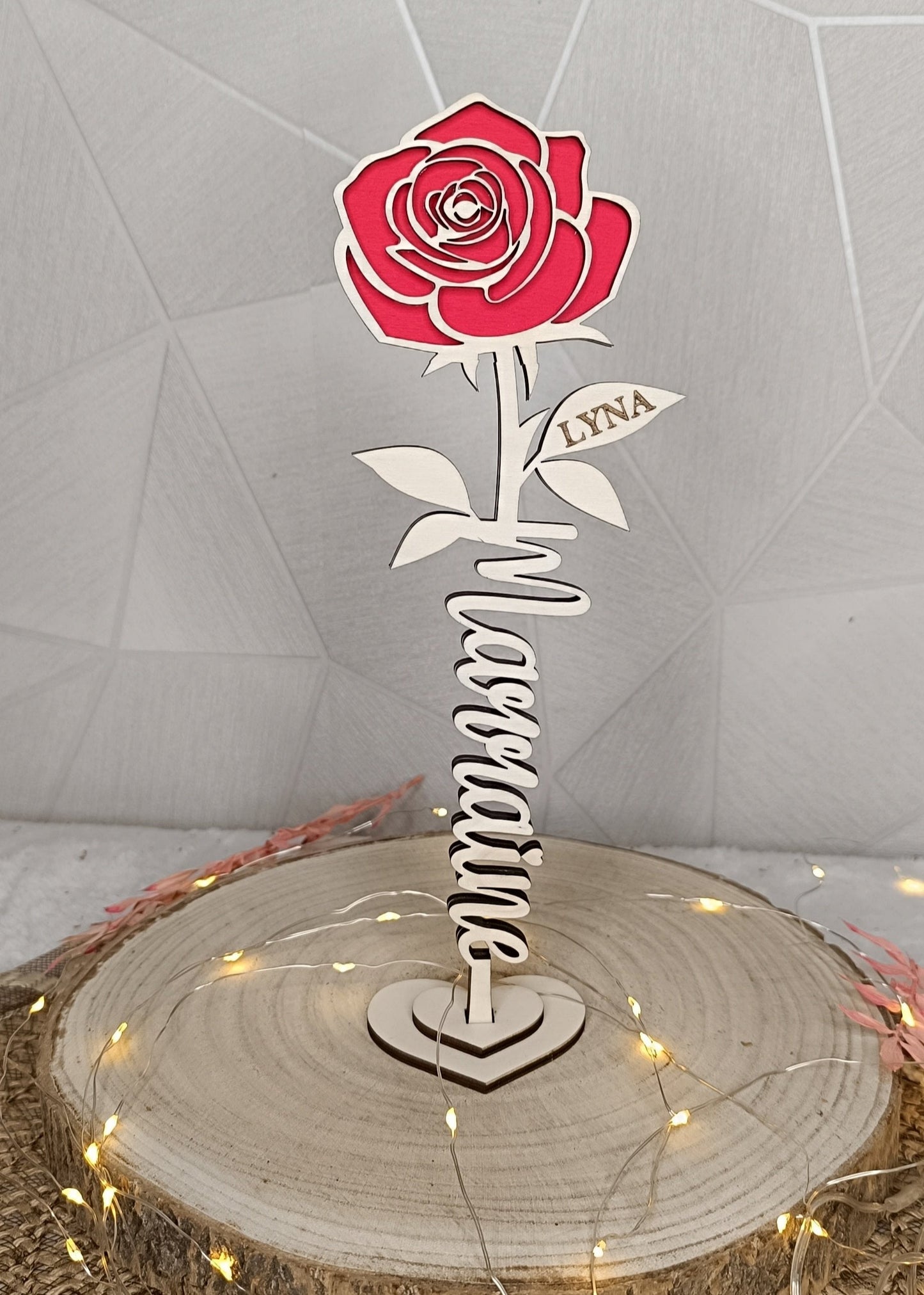 Rose en bois "marraine"