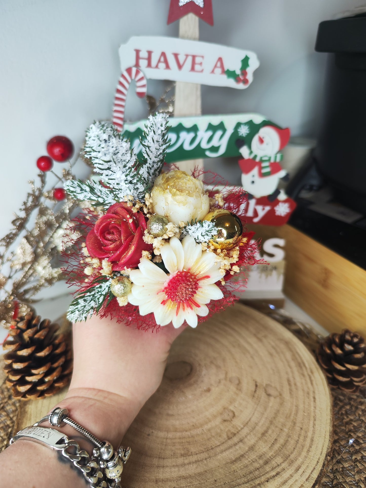 Mini bouquet parfumé "Noël chic" - parfum au choix