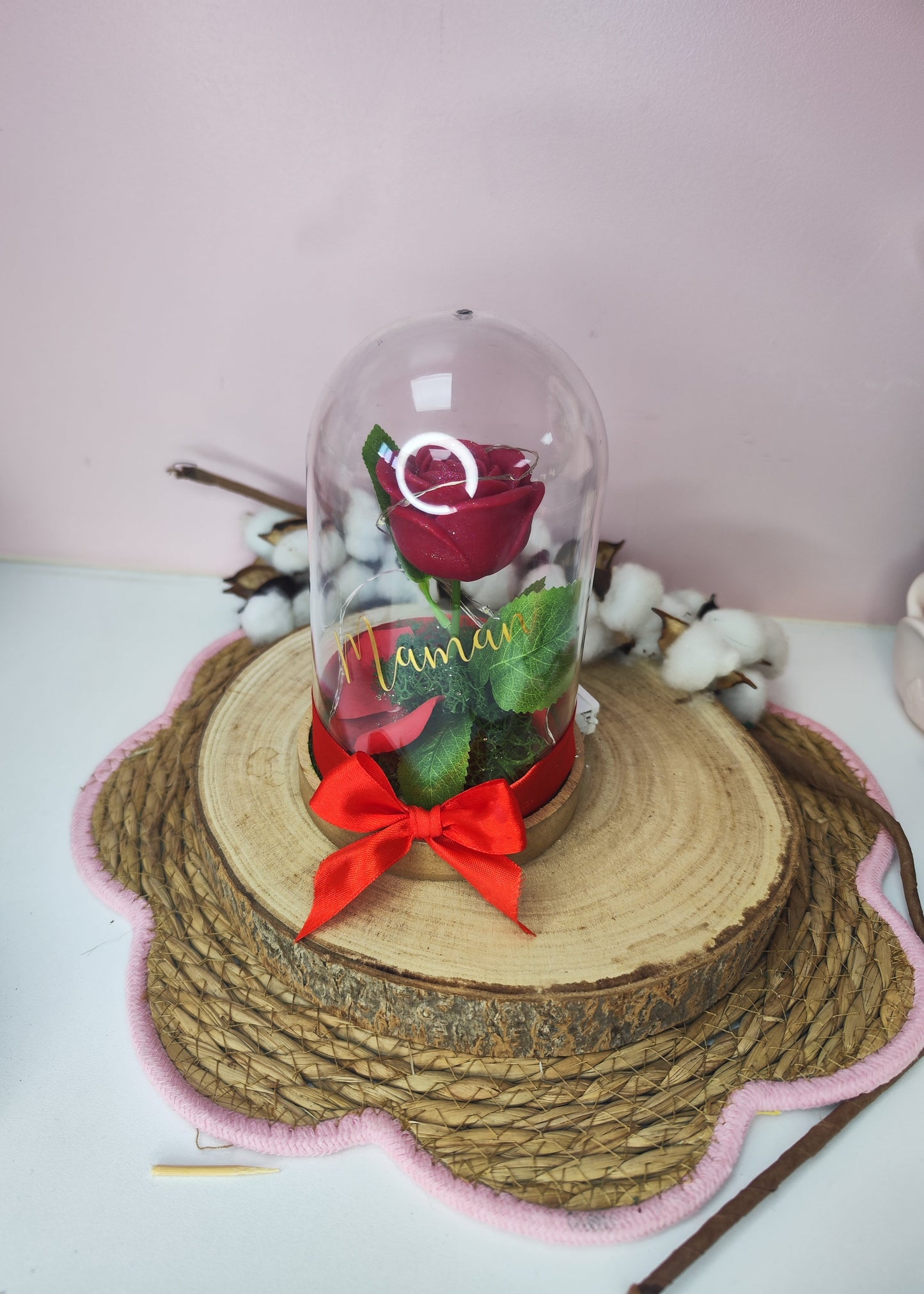 Rose éternelle sous cloche