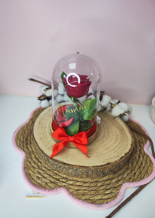 Rose éternelle sous cloche
