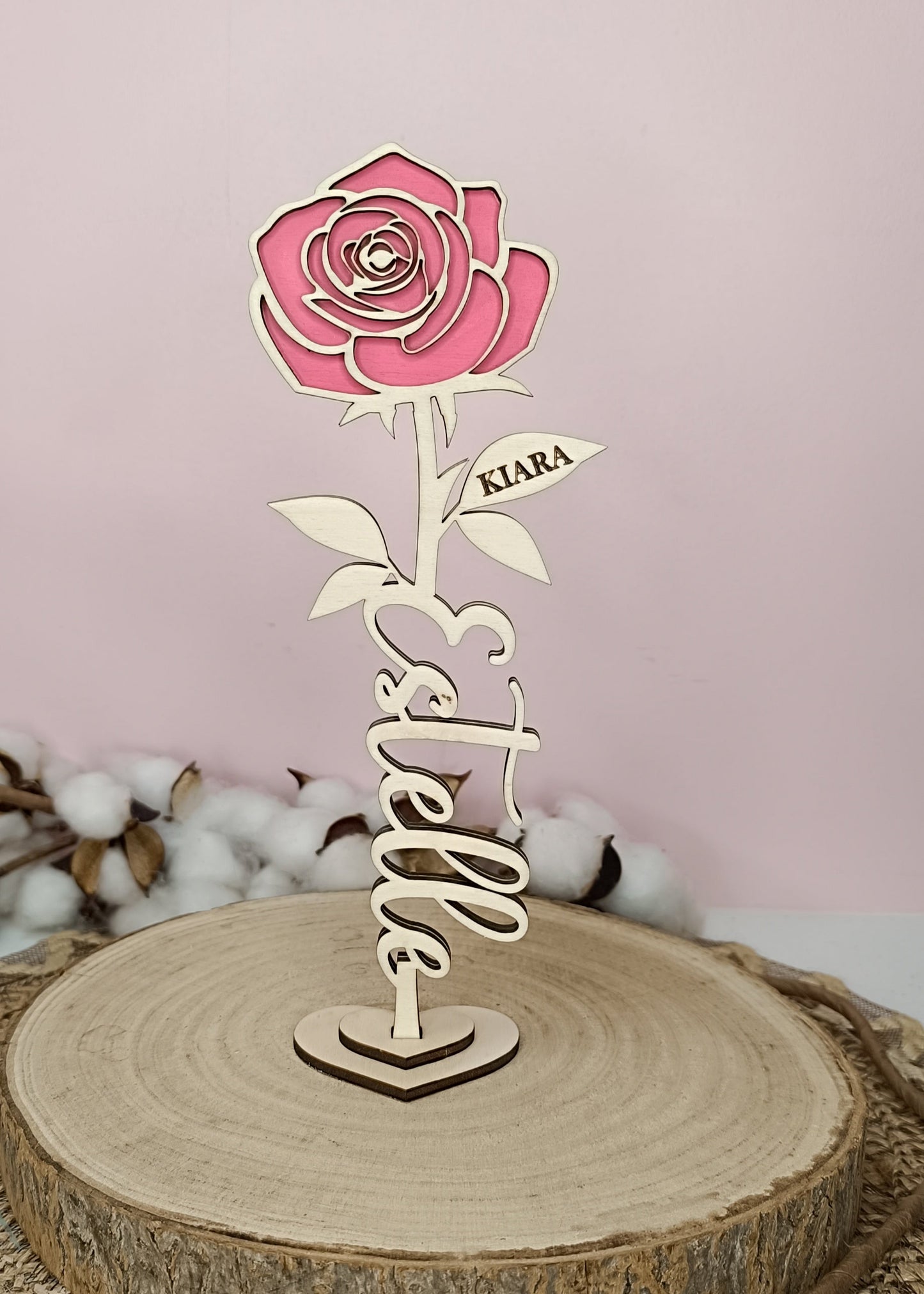 Rose en bois personnalisée