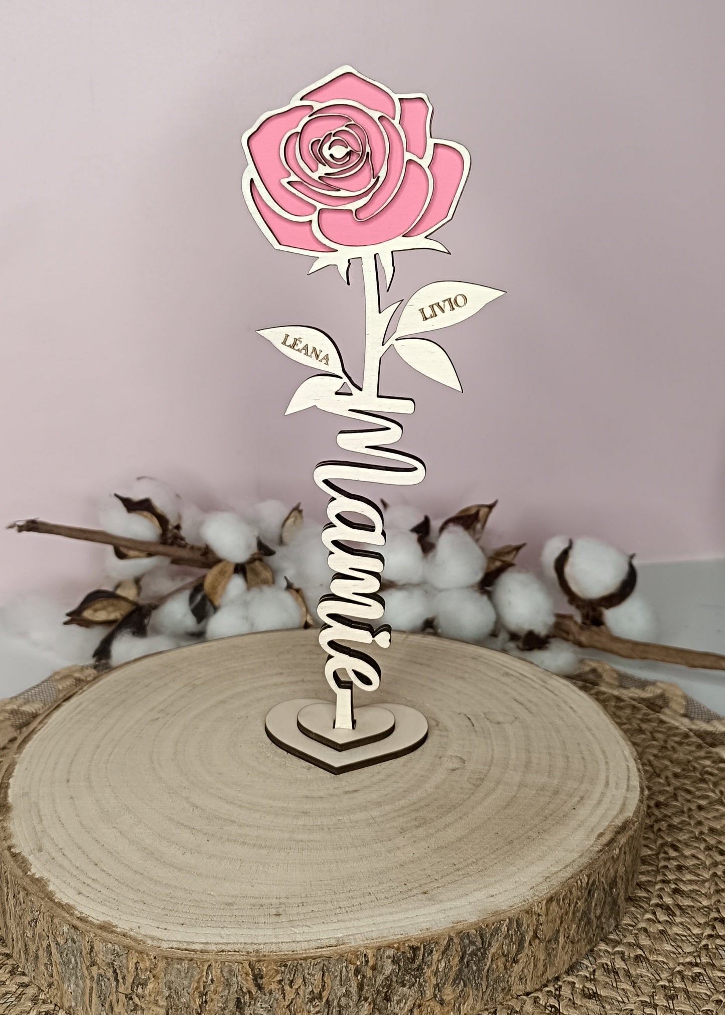 Rose en bois "Mamie"