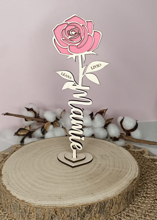 Rose en bois "Mamie"