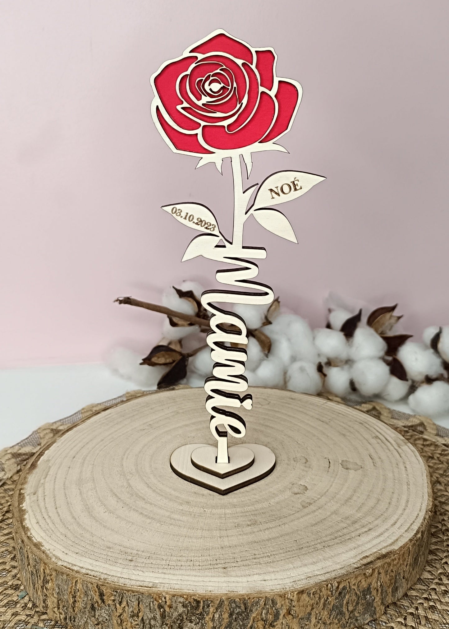 Rose en bois "Mamie"