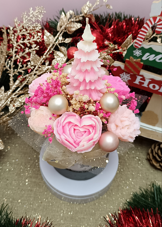 Bouquet parfumé "Noël en rose" - parfum Vanille des îles