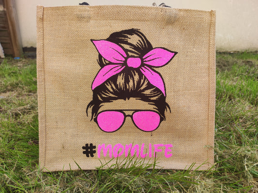 Sac en toile de jute "Mom Life"