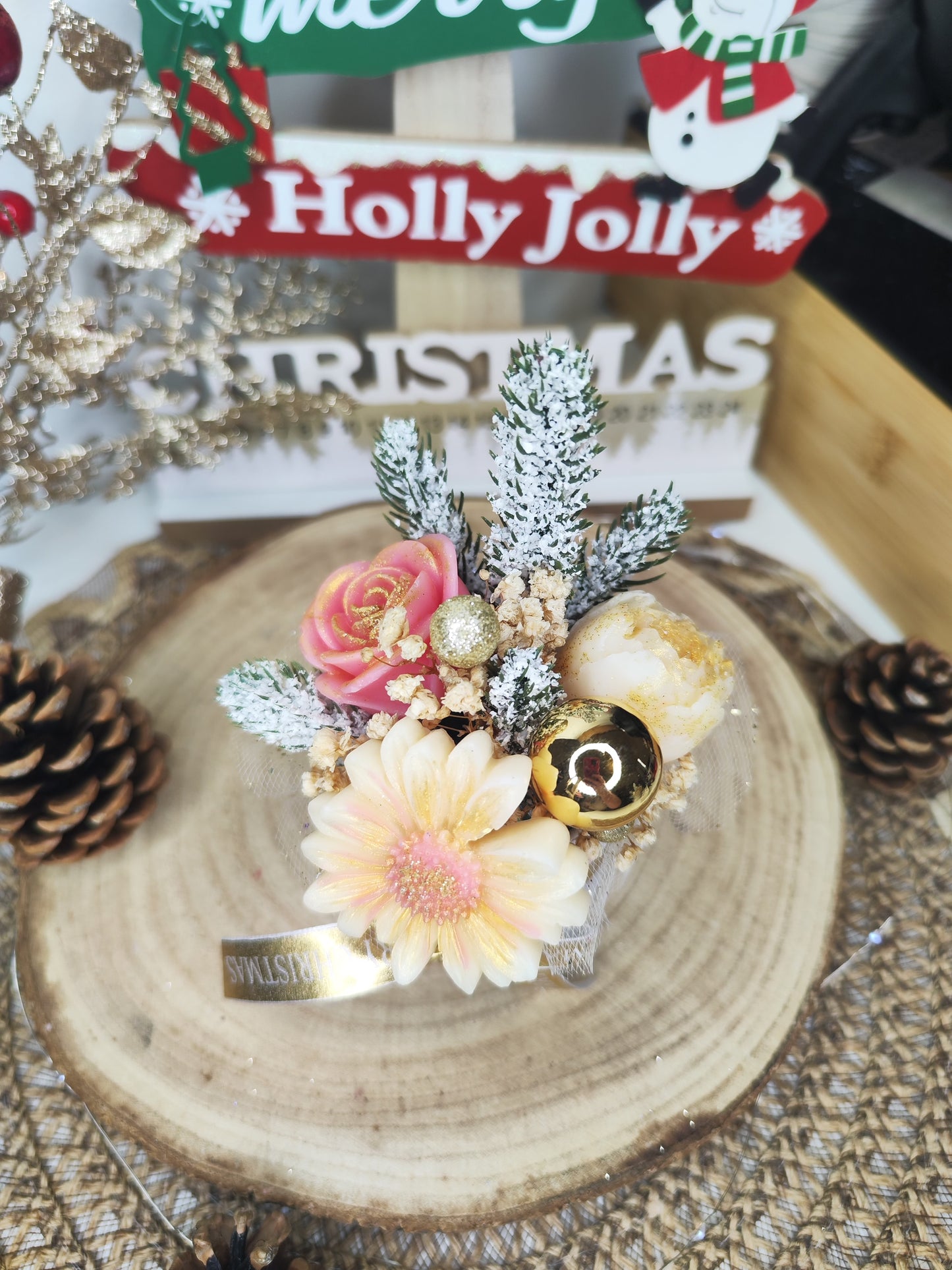 Mini bouquet parfumé "Noël chic" - parfum au choix