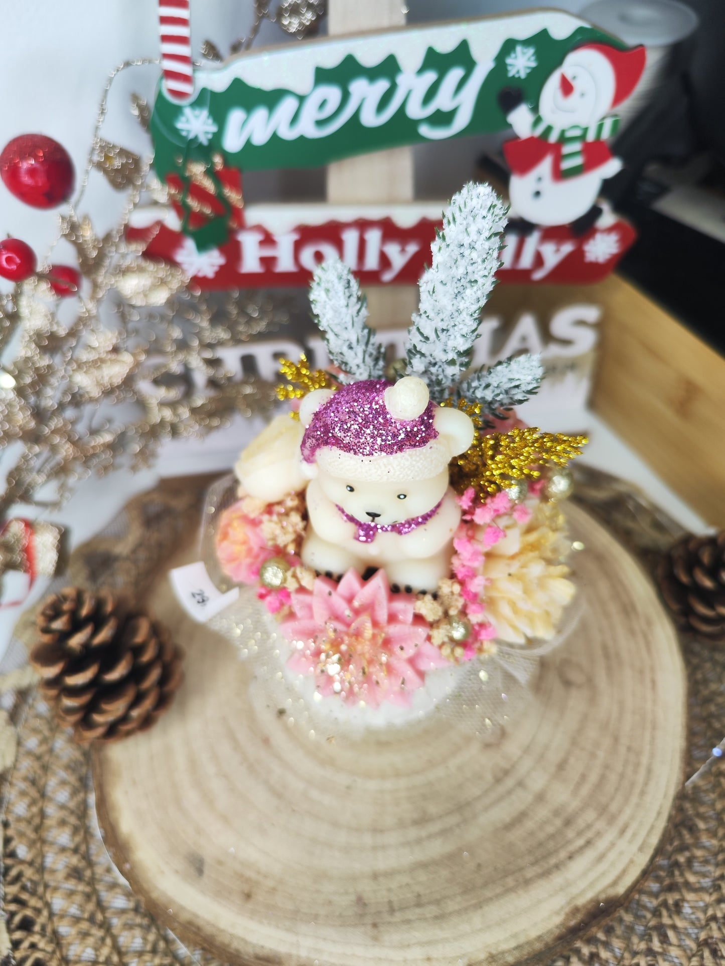 Bouquet parfumé "Ourson de Noël" - parfum au choix