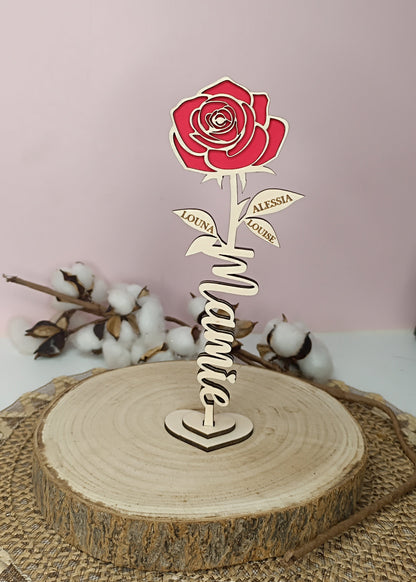 Rose en bois "Mamie"