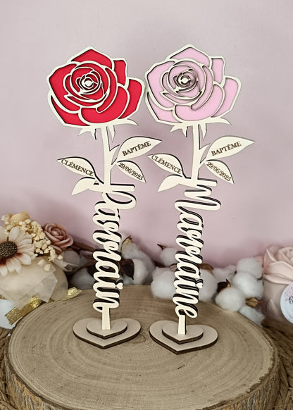 Rose en bois "marraine"