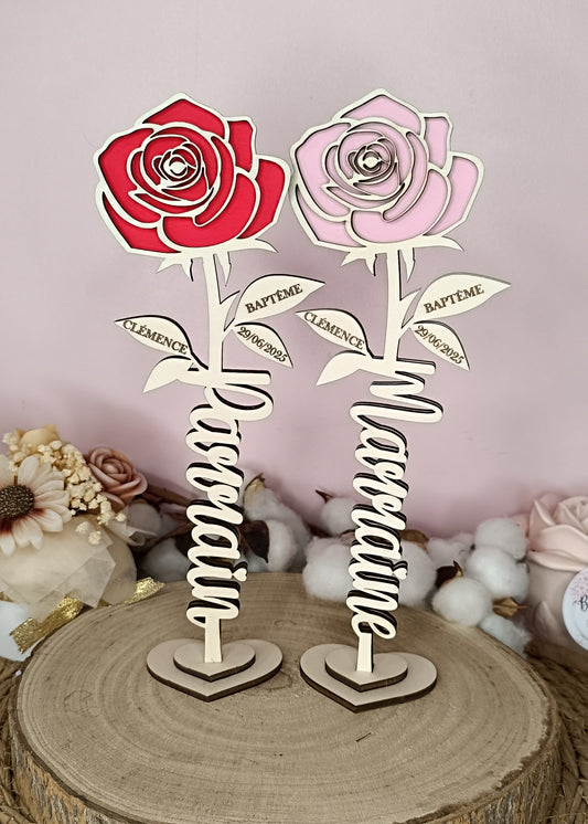 Rose en bois "marraine"