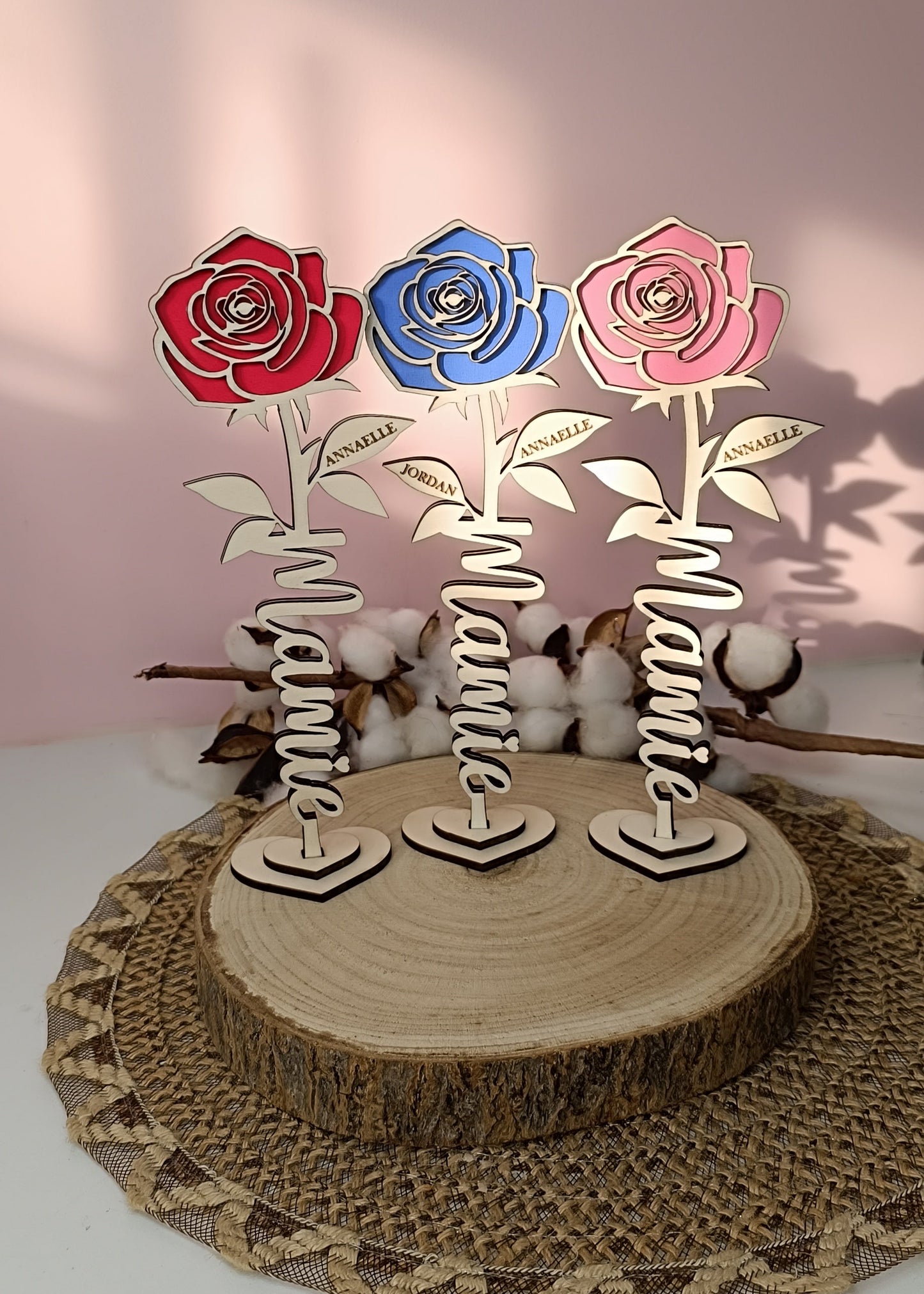 Rose en bois "Mamie"