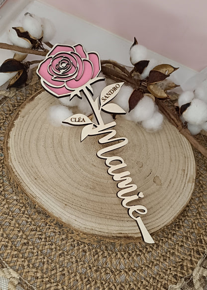 Rose en bois "Mamie"