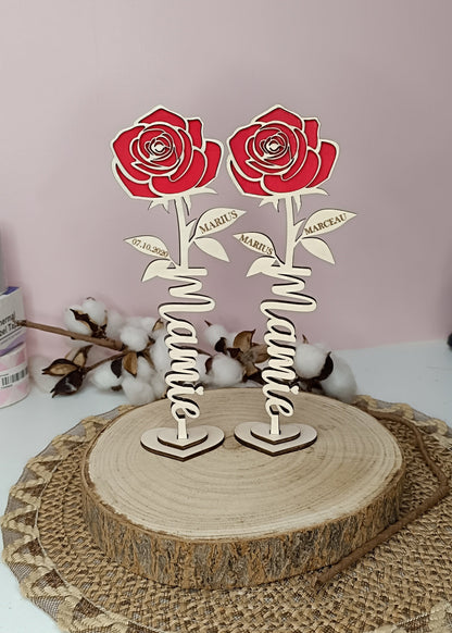 Rose en bois "Mamie"