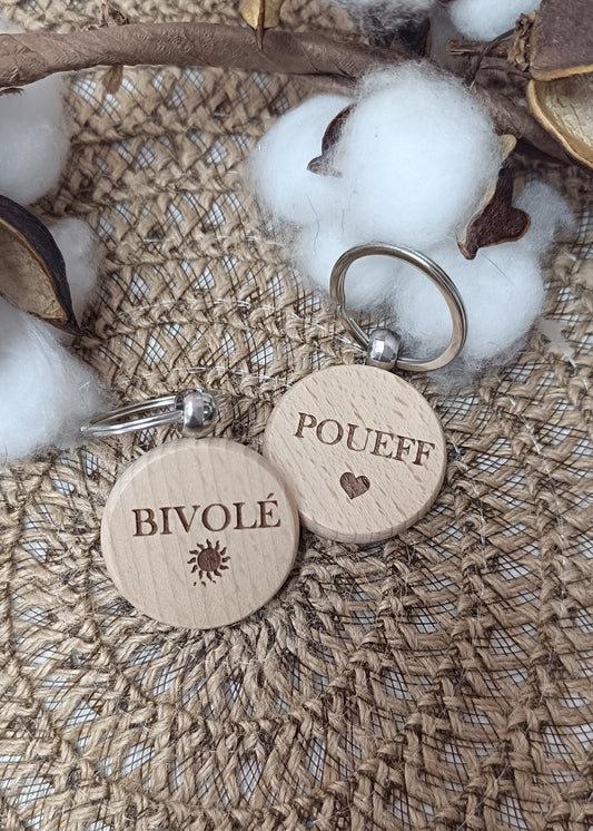Porte-clés en bois rond