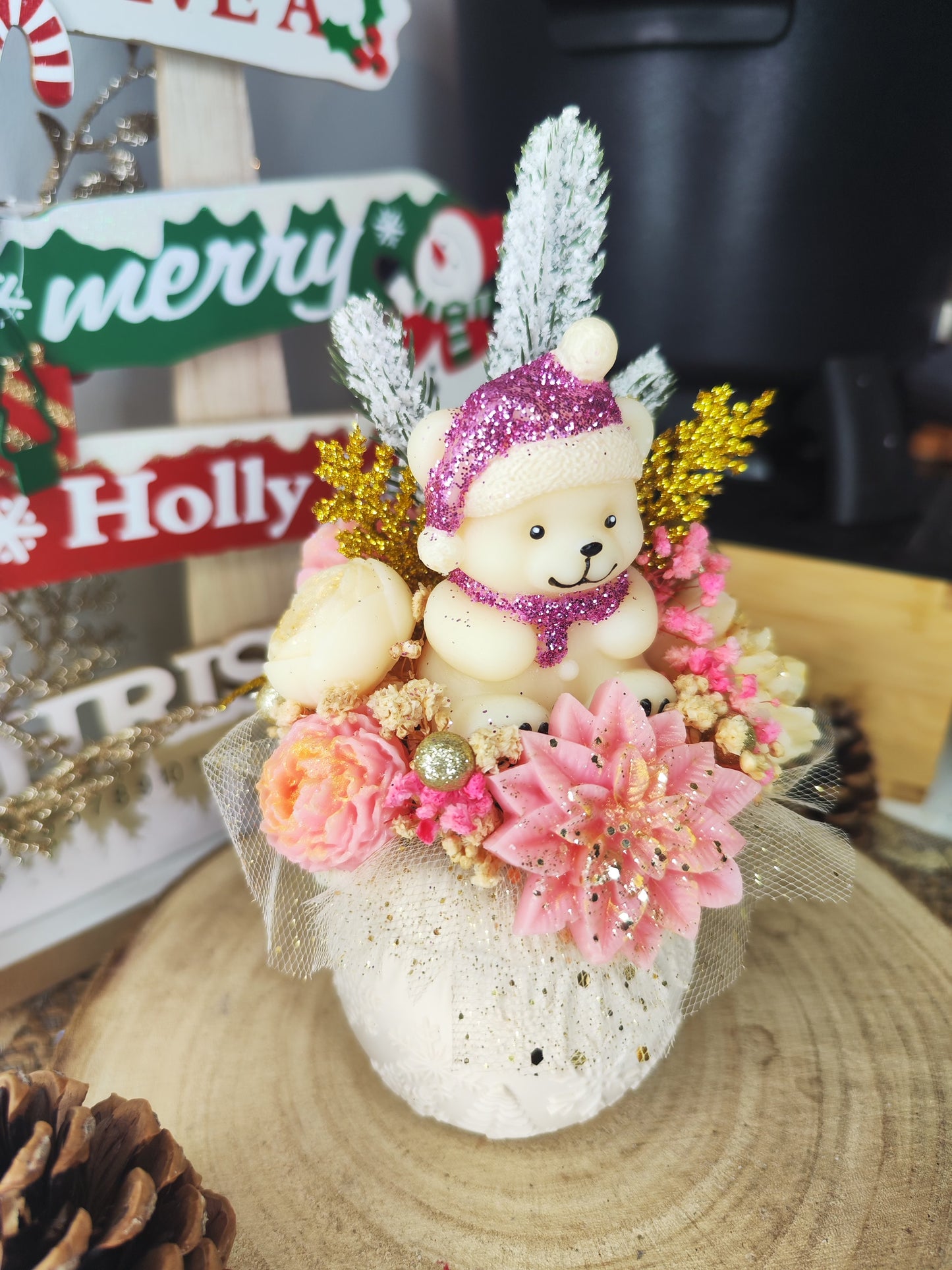 Bouquet parfumé "Ourson de Noël" - parfum au choix