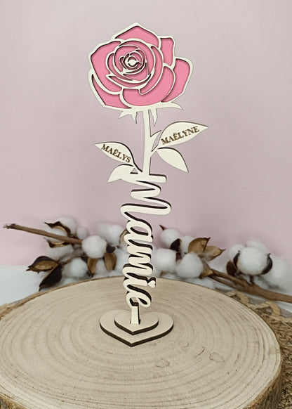 Rose en bois "Mamie"