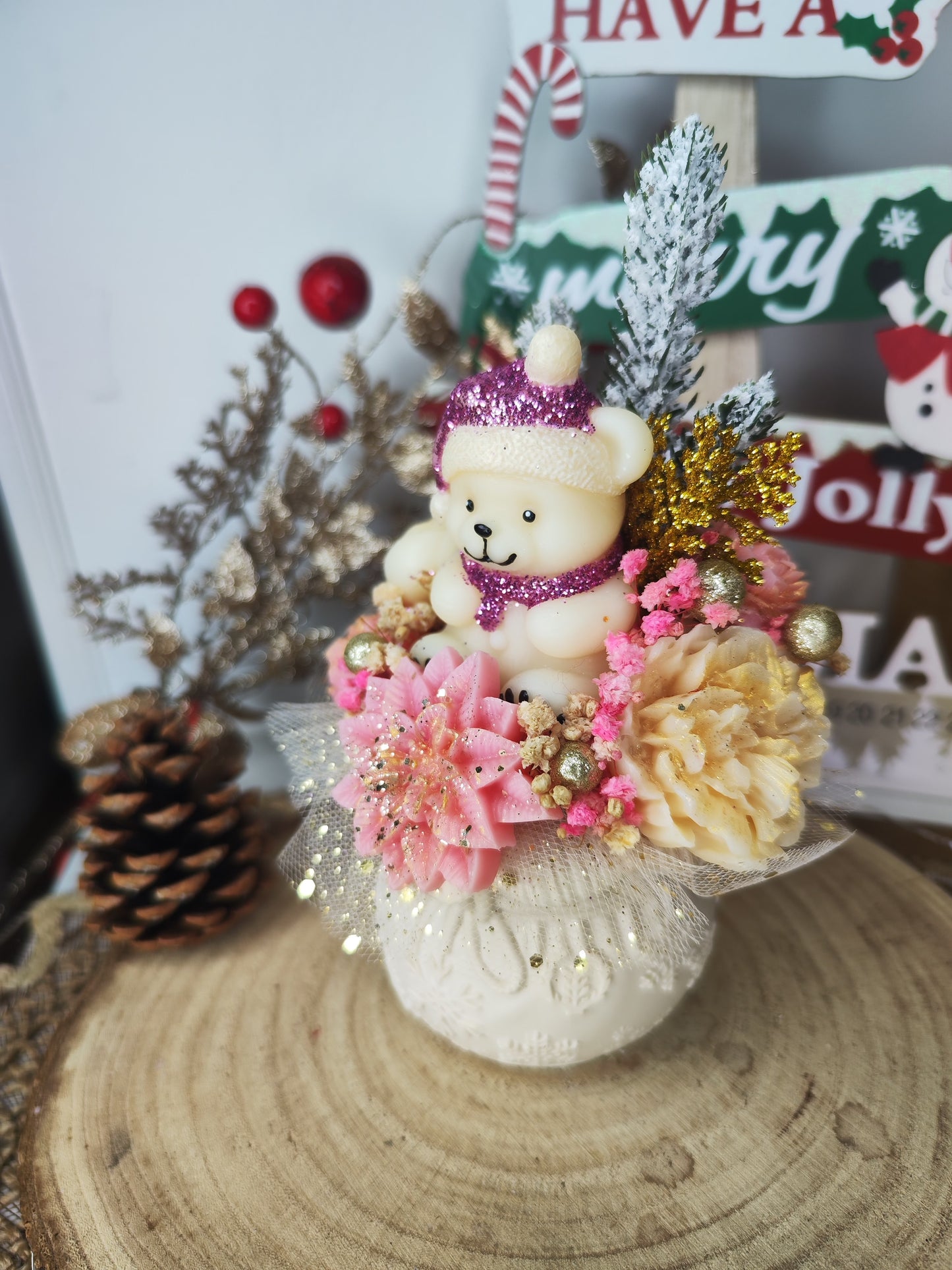 Bouquet parfumé "Ourson de Noël" - parfum au choix