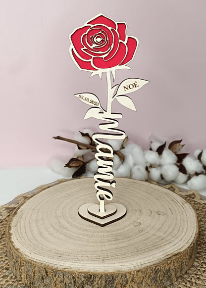 Rose en bois "Mamie"